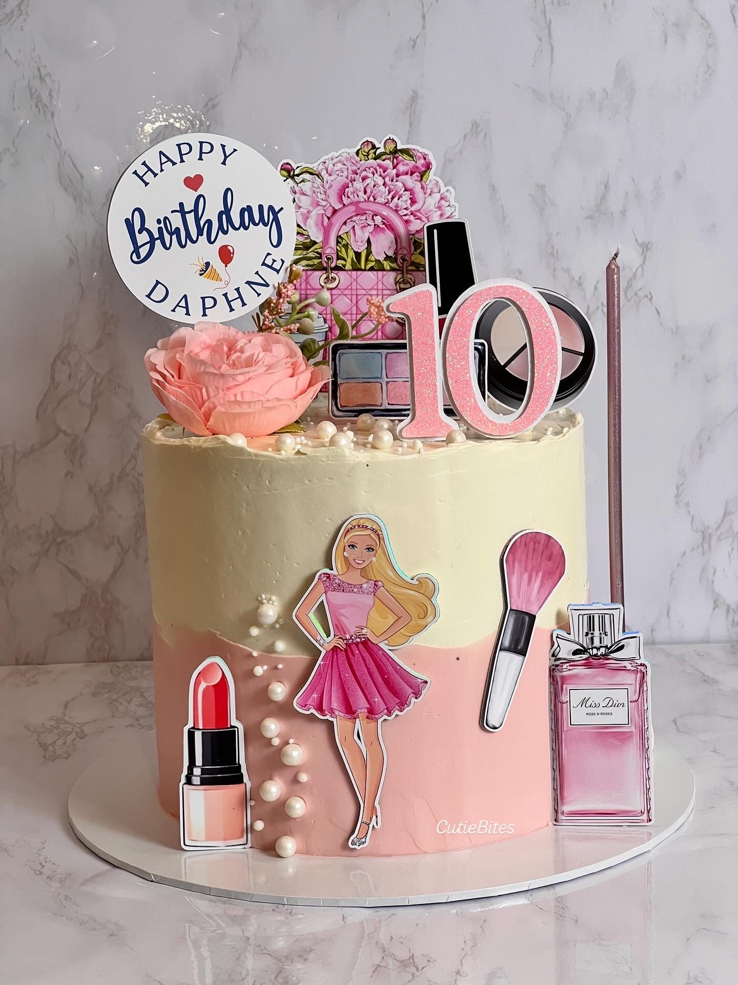 Pink Glam Beauty Birthday Cake – Makeup, Fashion & Custom Age Design