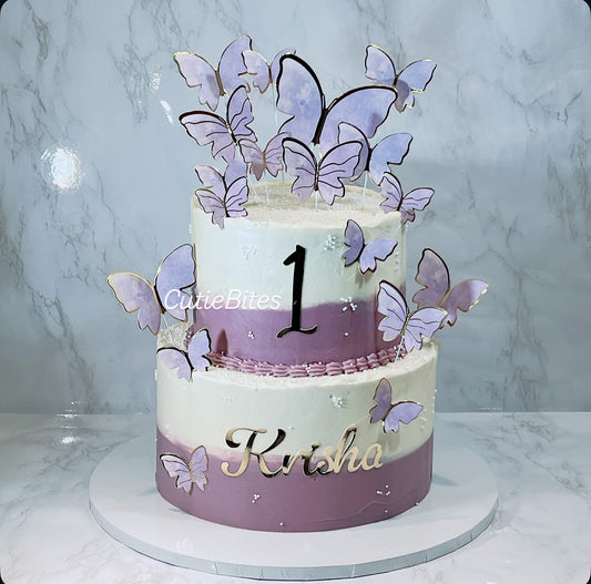 Lavender Butterfly Garden Birthday Cake
