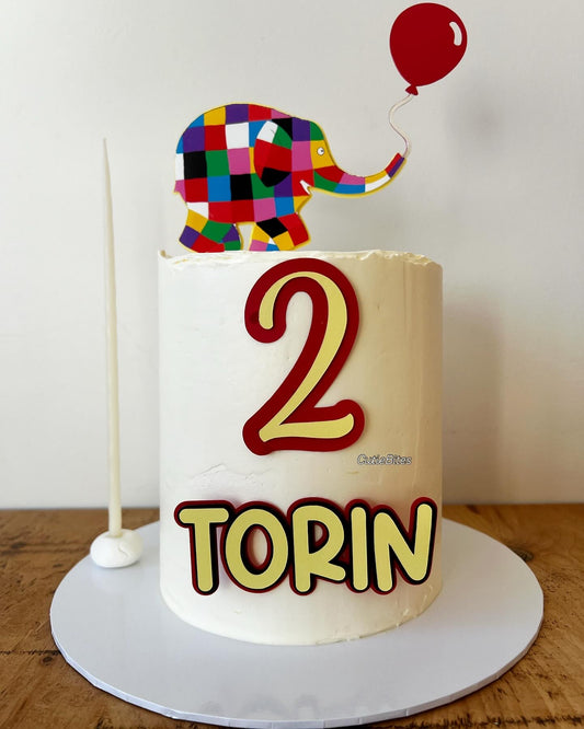 Colourful Patchwork Elephant Birthday Cake