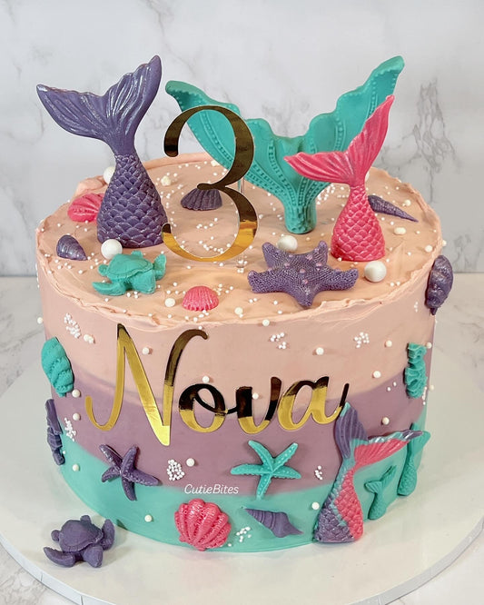 Under-the-Sea Mermaid Tail Birthday Cake – Pastel Ocean Theme